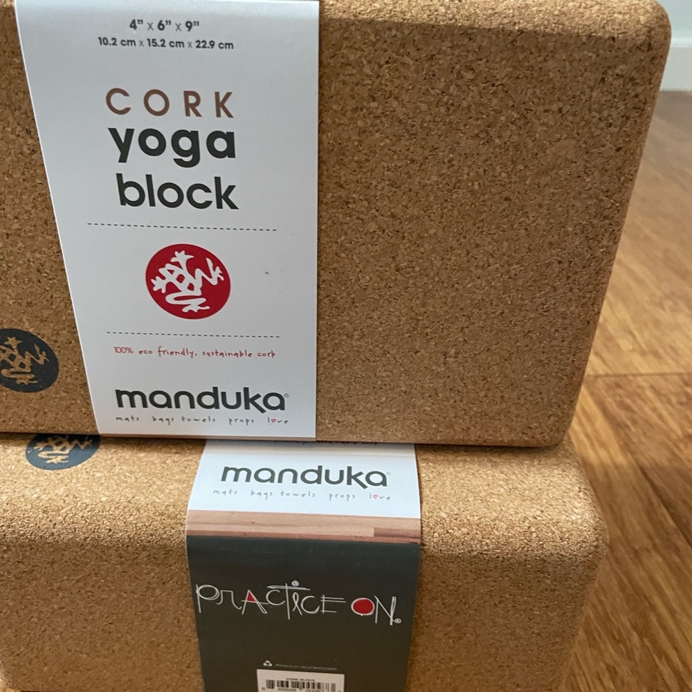 Set of large Manduka cork yoga blocks